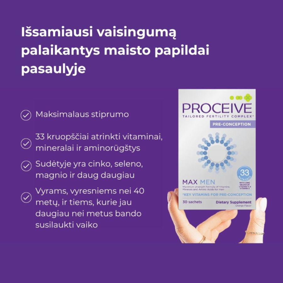 Proceive® Max Men – maisto papildas vyrams vaisingumui palaikyti