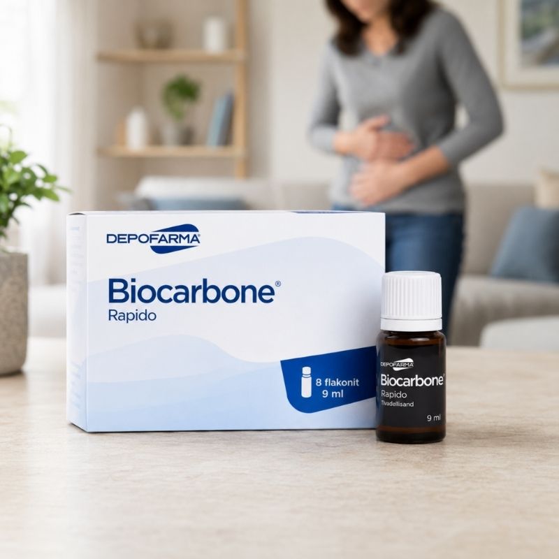 Biocarbone Rapido esant pilvo pūtimui dujų kaupimuisi ir dujų sukeltam diskomfortui