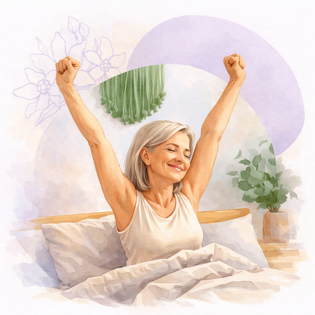 Menopauzės sukelta nemiga ir ramesnis miegas menopauzės metu – iliustracija