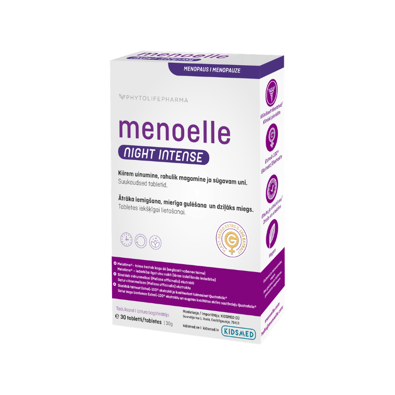 Menoelle Night Intense menopauzės laikotarpio nemigai ir naktiniams prabudimams palaikyti